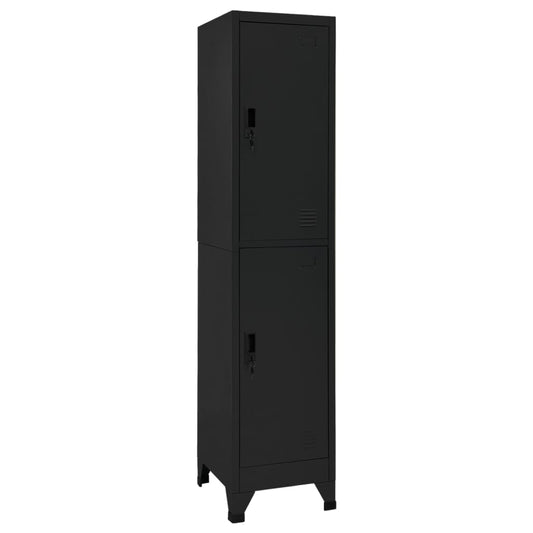 Locker cabinet black 38x45x180 cm steel