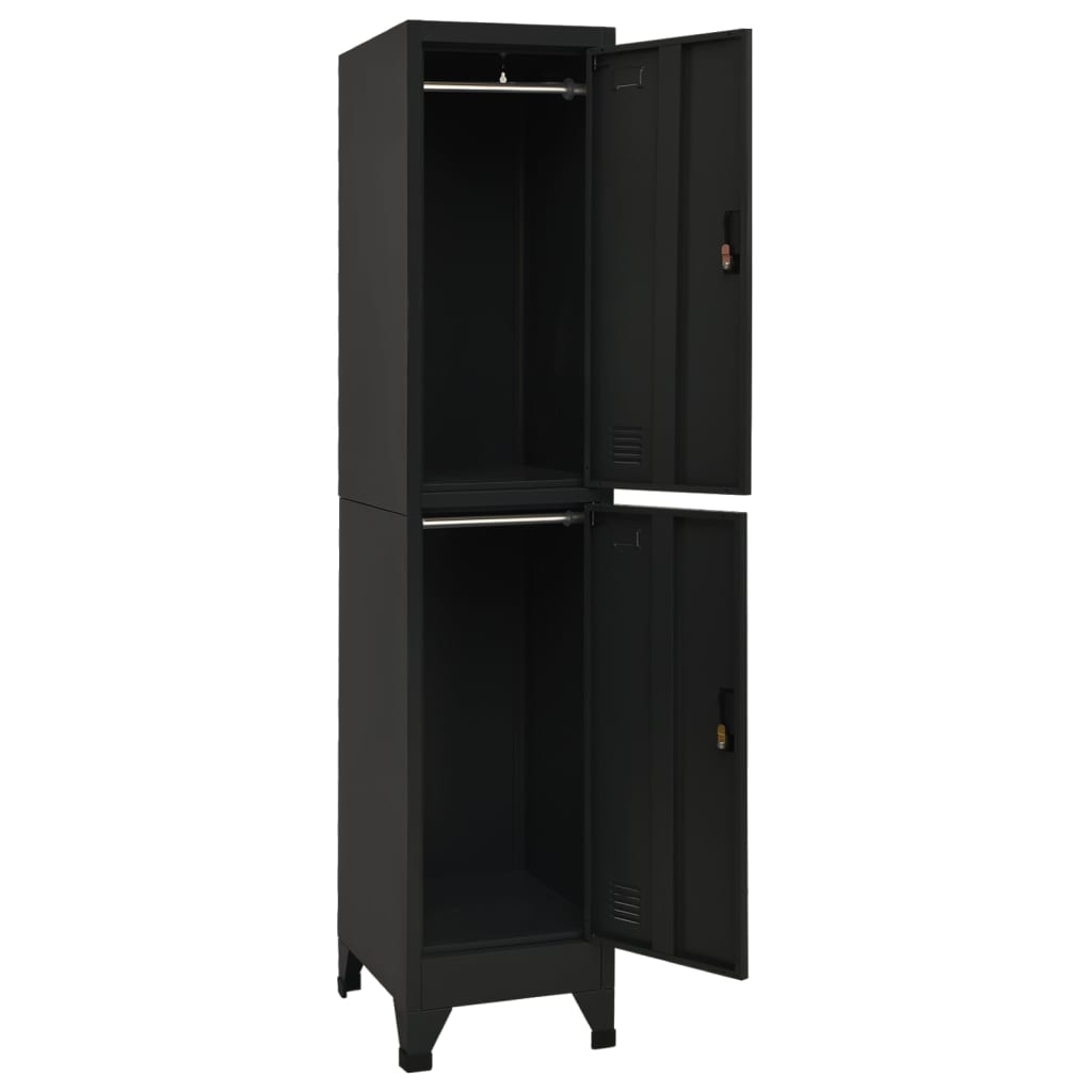Locker cabinet black 38x45x180 cm steel