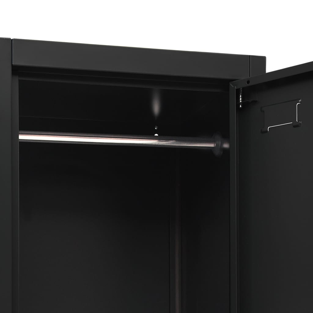 Locker cabinet black 38x45x180 cm steel