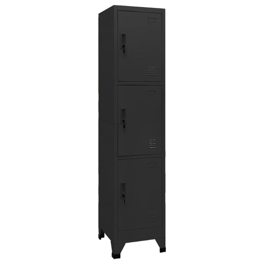 Locker cabinet black 38x45x180 cm steel