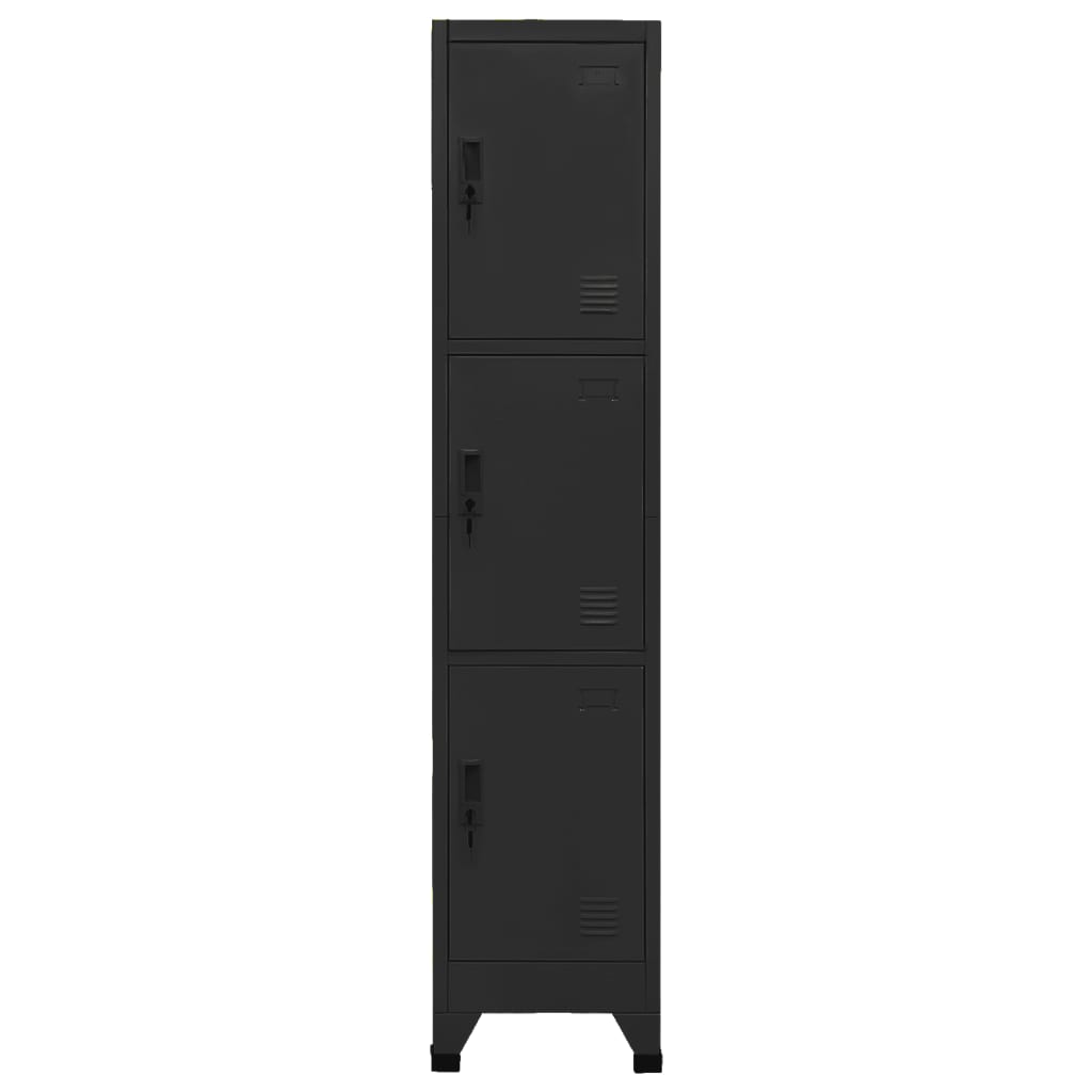 Locker cabinet black 38x45x180 cm steel