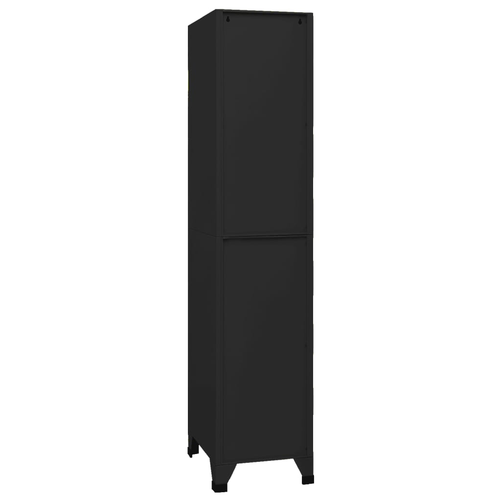Locker cabinet black 38x45x180 cm steel