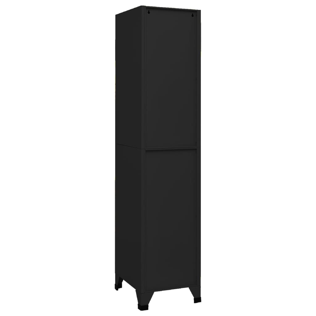 Locker cabinet black 38x45x180 cm steel