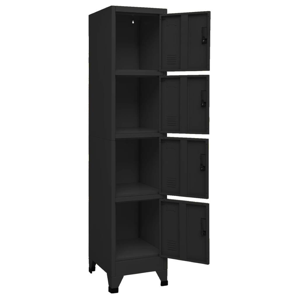 Locker cabinet black 38x45x180 cm steel