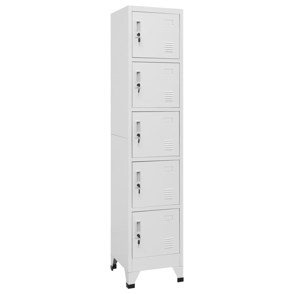 Locker cabinet light grey 38x40x180 cm steel