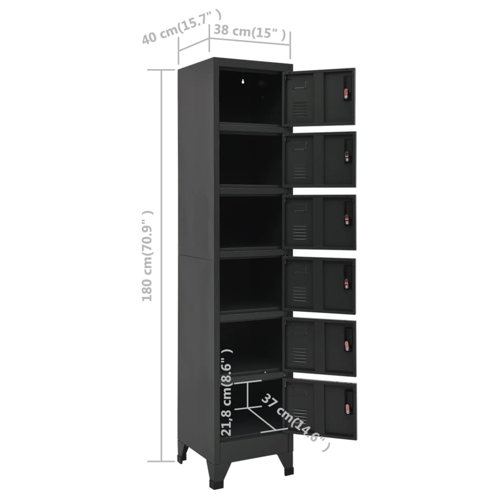 Locker cabinet anthracite 38x40x180 cm steel