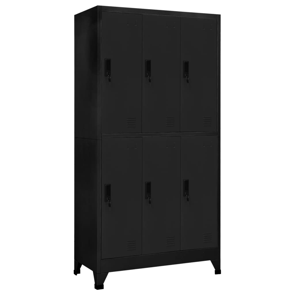 Locker cabinet black 90x45x180 cm steel