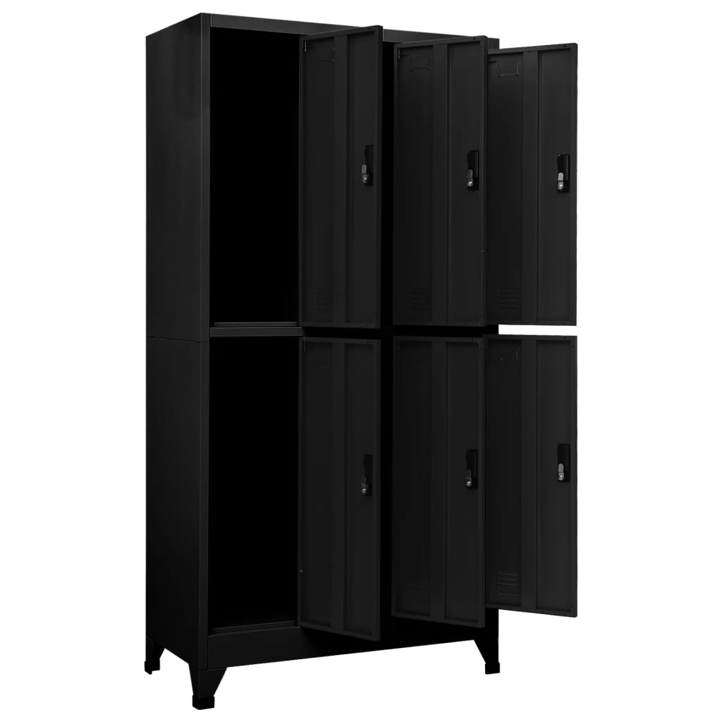 Locker cabinet black 90x45x180 cm steel