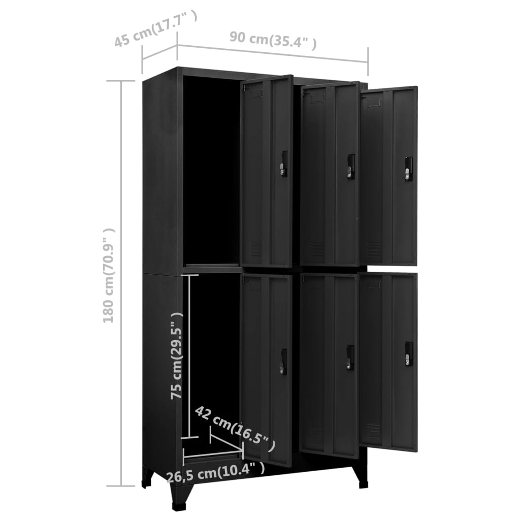 Armoire vestiaire anthracite 90x45x180 cm acier