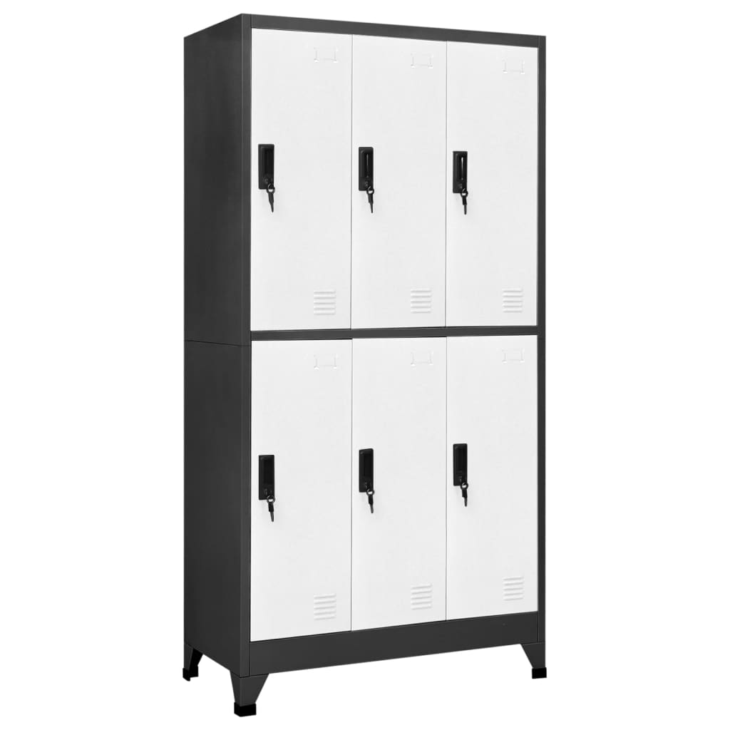 Armoire vestiaire anthracite et blanche 90x45x180 cm en acier