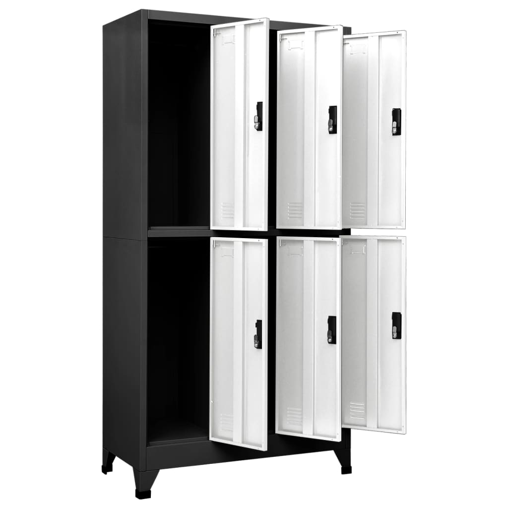 Armoire vestiaire anthracite et blanche 90x45x180 cm en acier