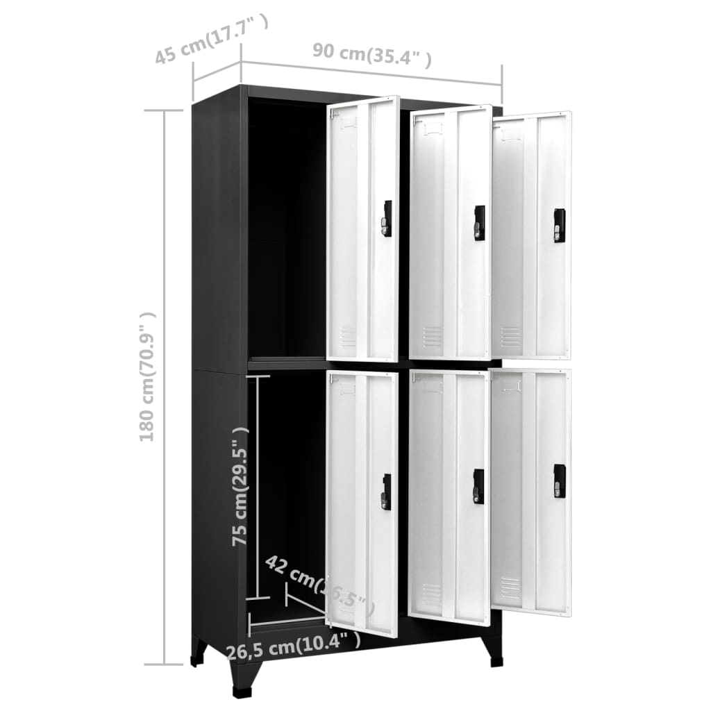 Armoire vestiaire anthracite et blanche 90x45x180 cm en acier
