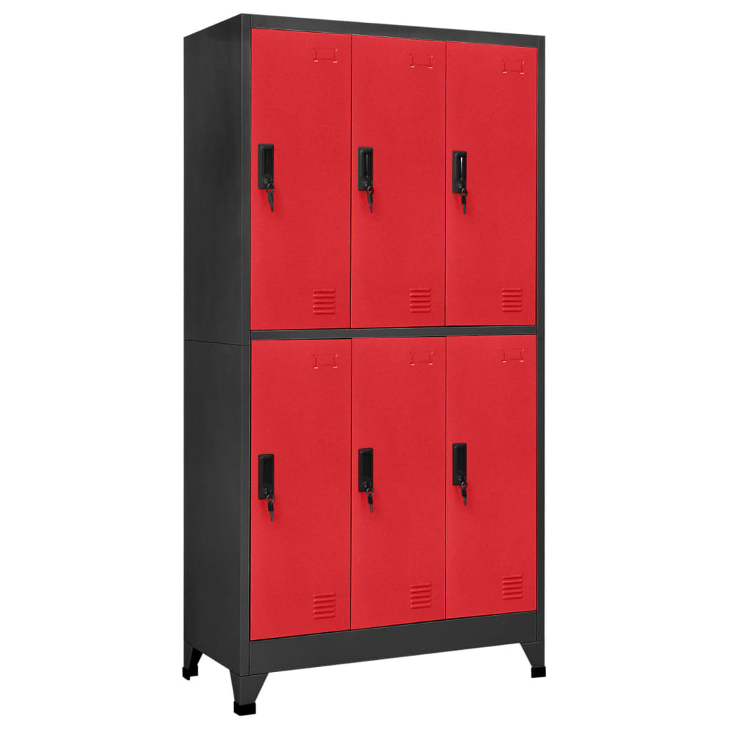 Armoire vestiaire anthracite et rouge 90x45x180 cm en acier