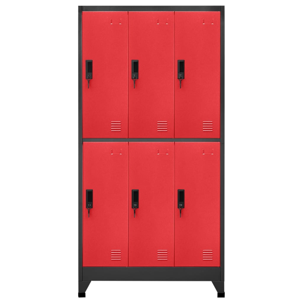 Armoire vestiaire anthracite et rouge 90x45x180 cm en acier