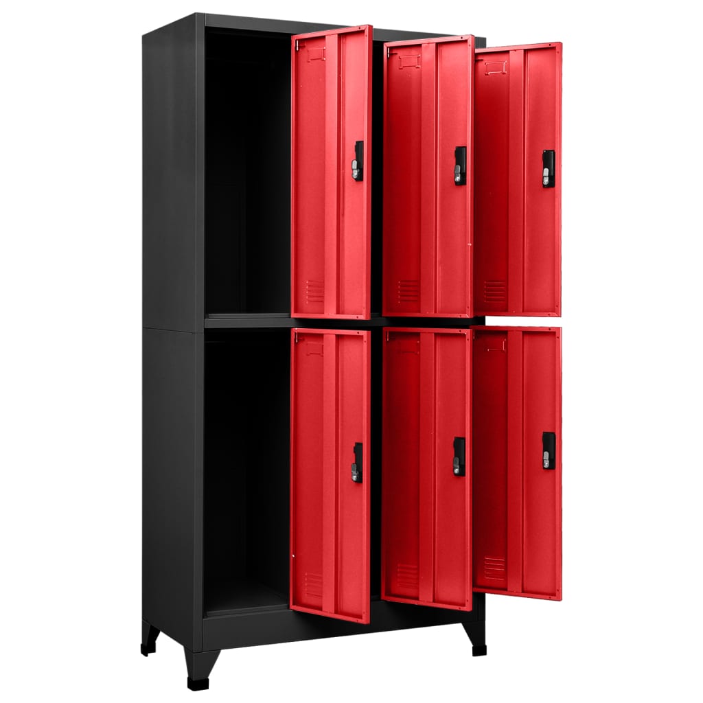 Armoire vestiaire anthracite et rouge 90x45x180 cm en acier