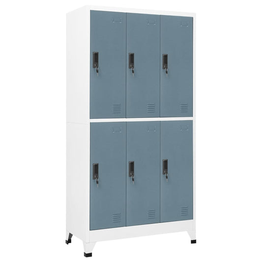 Locker cabinet light grey and dark grey 90x45x180 cm steel