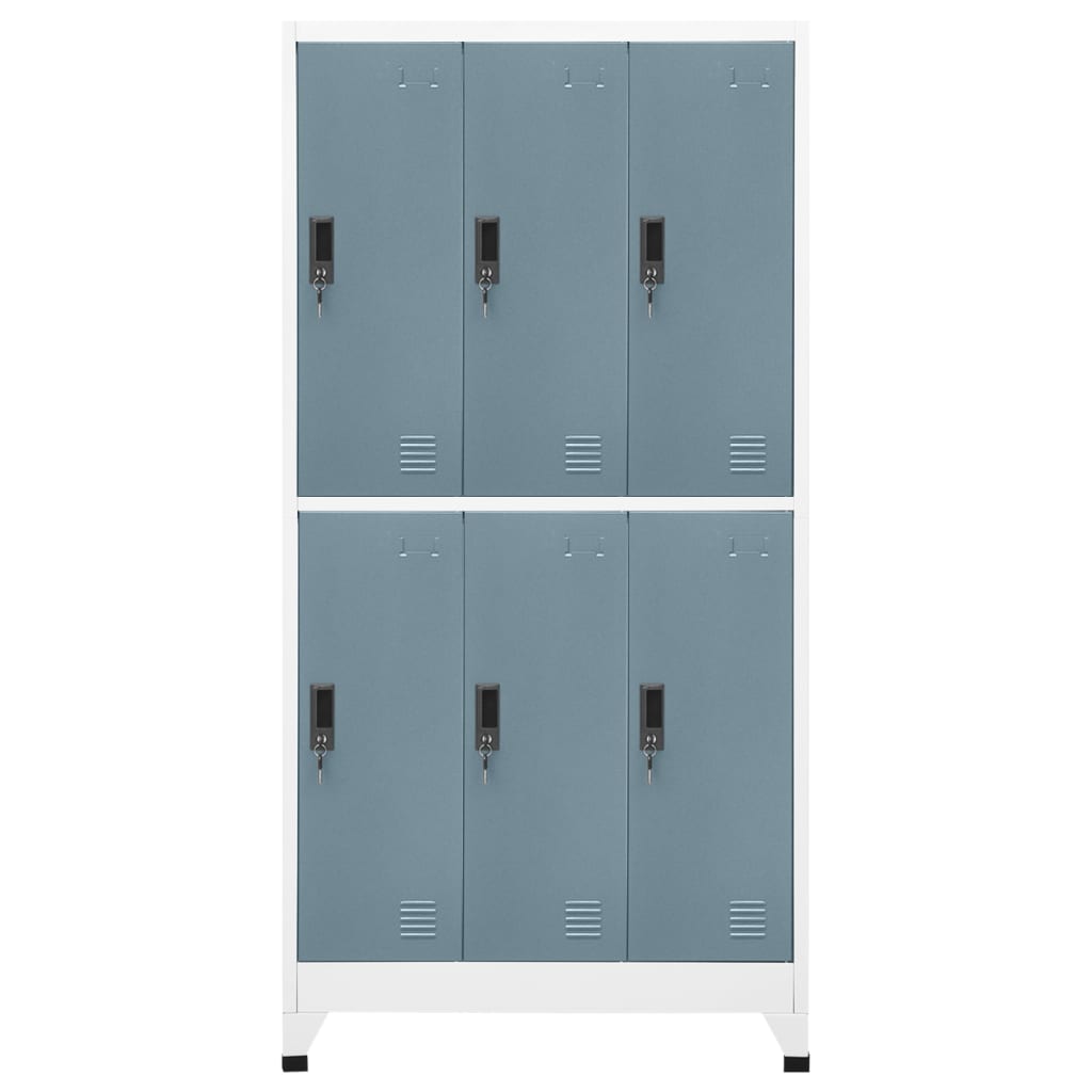 Locker cabinet light grey and dark grey 90x45x180 cm steel