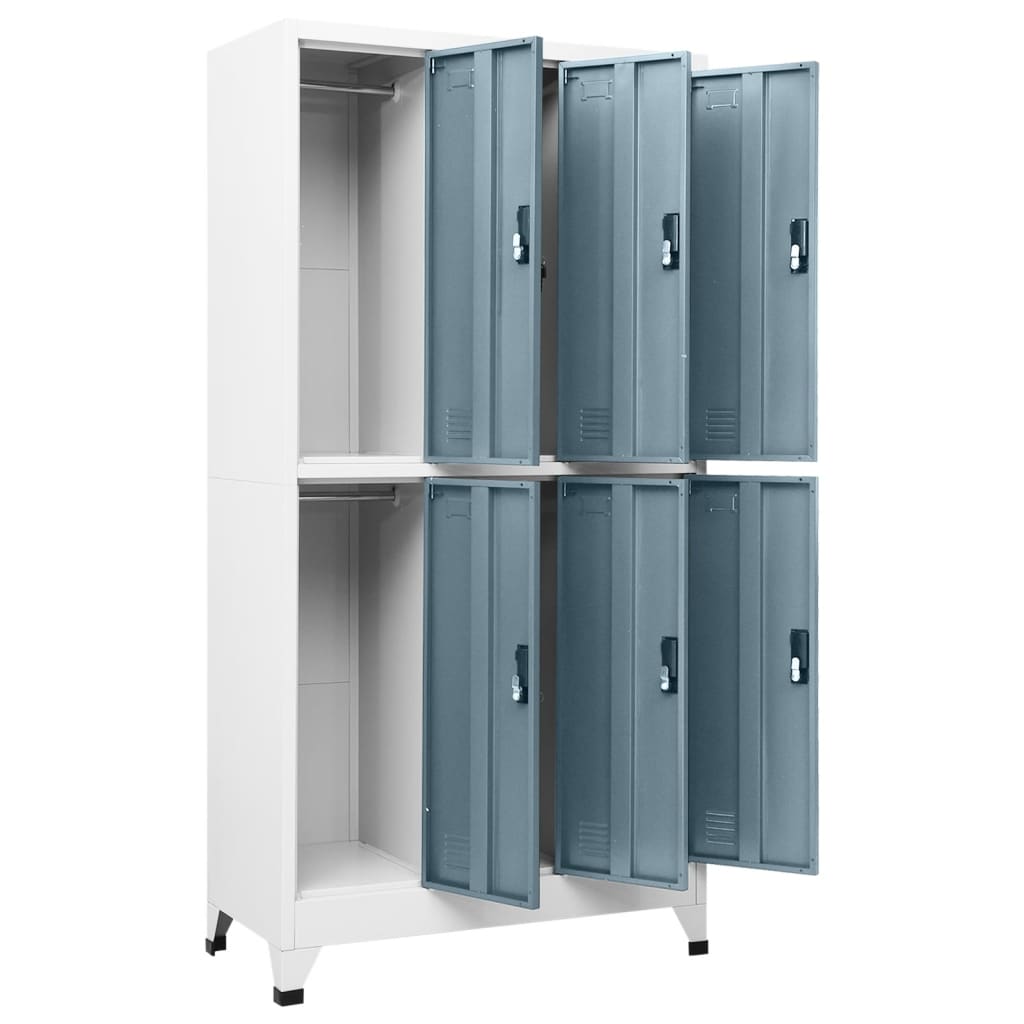 Locker cabinet light grey and dark grey 90x45x180 cm steel