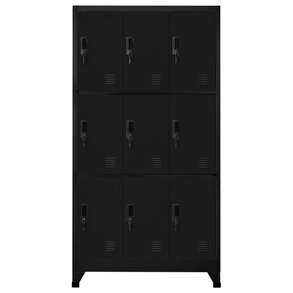 Locker cabinet black 90x45x180 cm steel