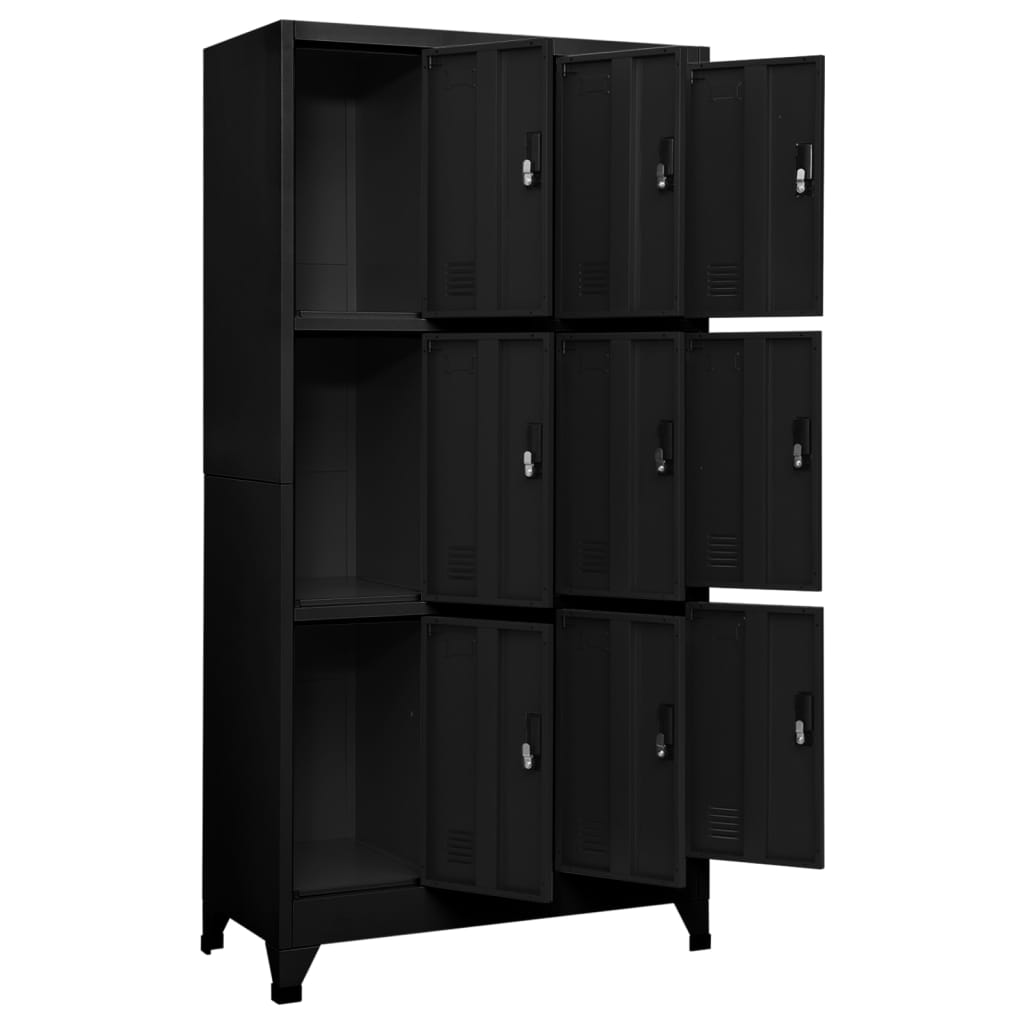 Locker cabinet black 90x45x180 cm steel
