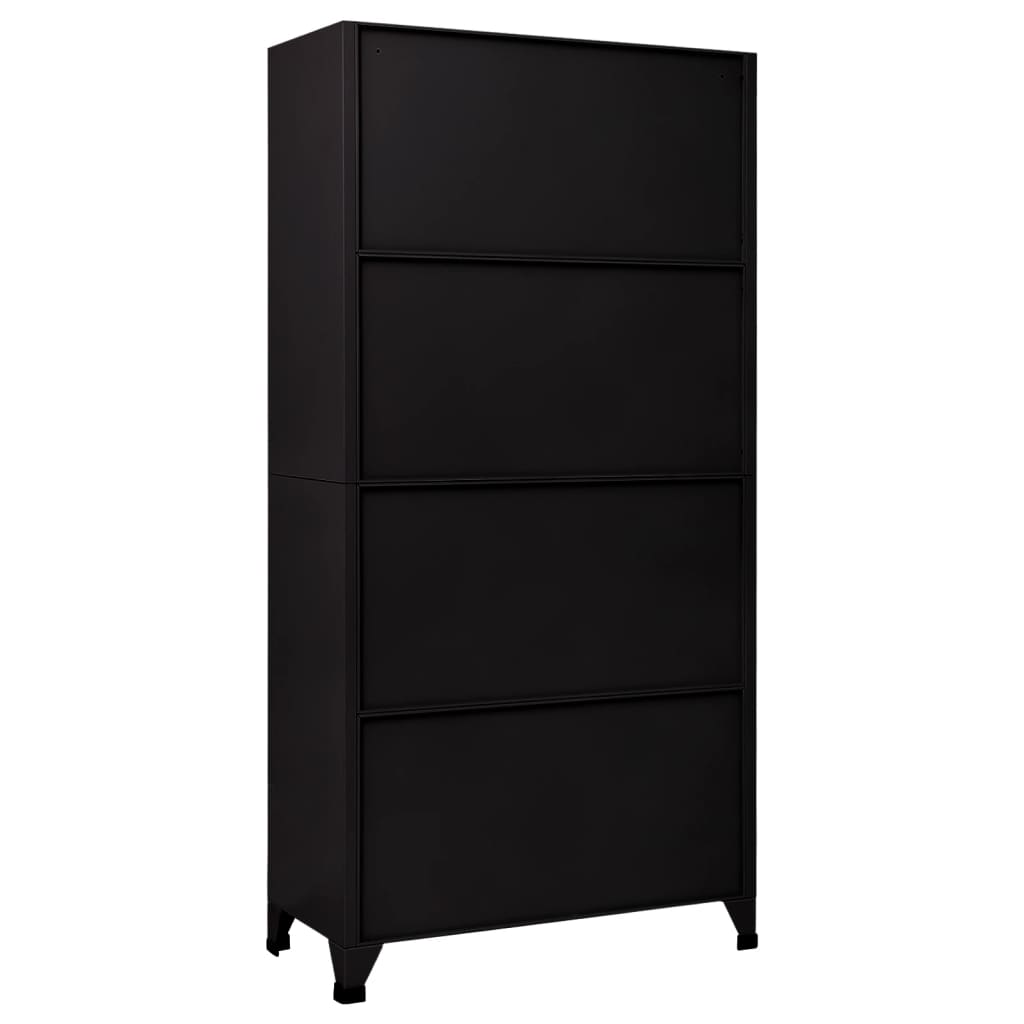 Locker cabinet black 90x45x180 cm steel
