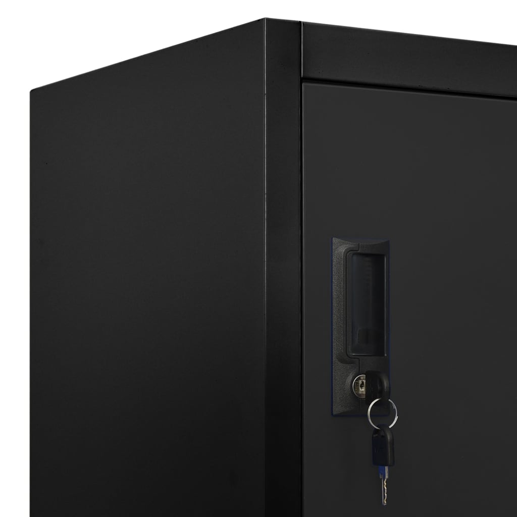 Locker cabinet black 90x45x180 cm steel