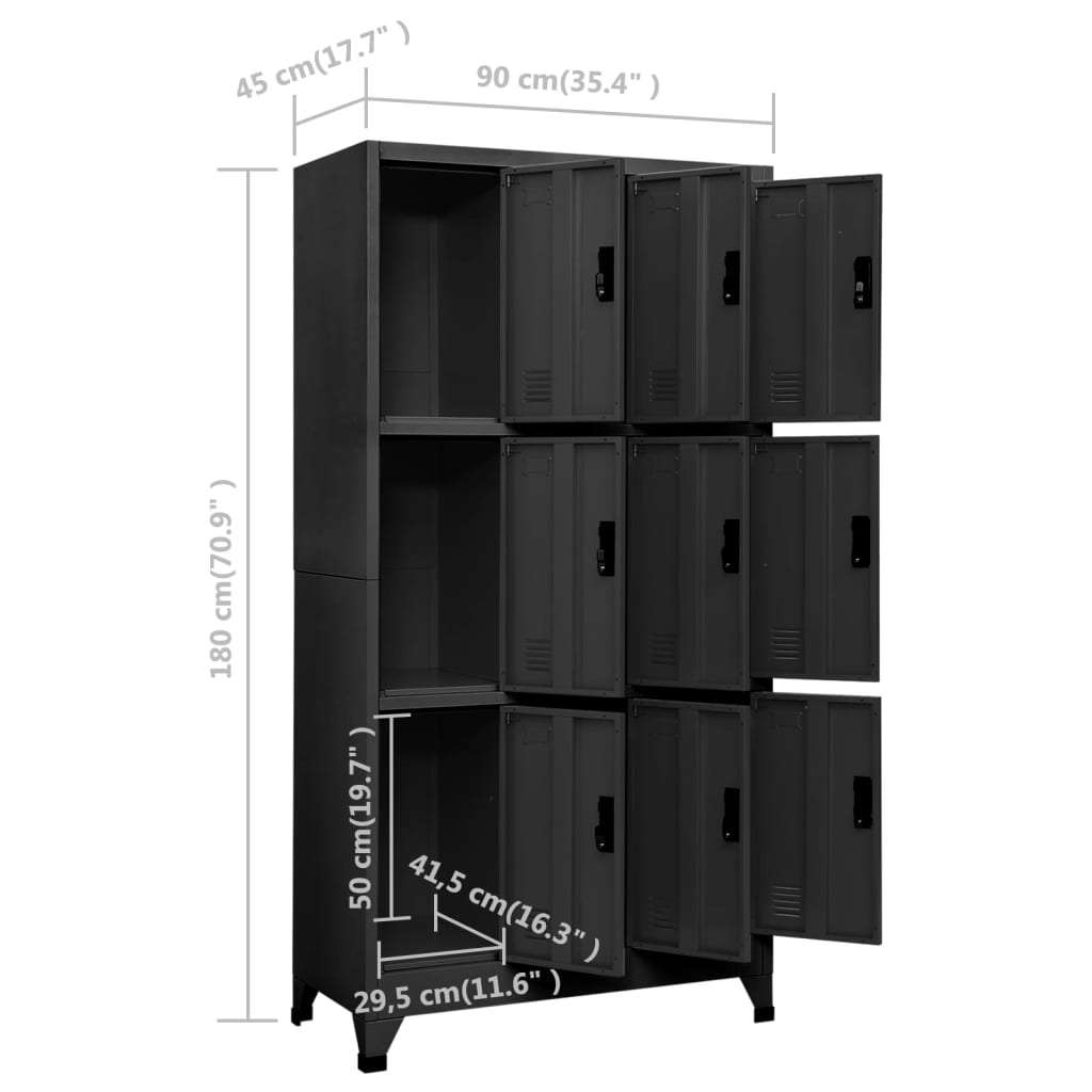 Armoire vestiaire anthracite 90x45x180 cm acier