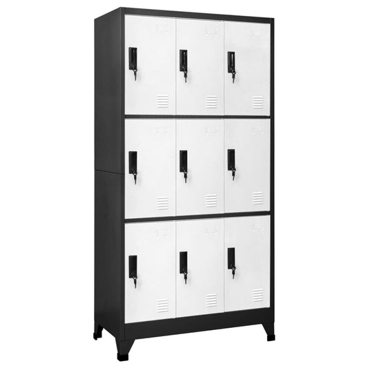 Armoire vestiaire anthracite et blanche 90x45x180 cm en acier