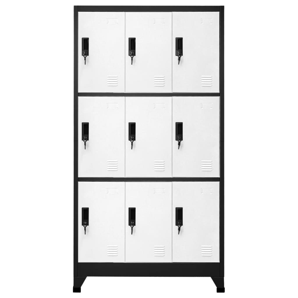 Armoire vestiaire anthracite et blanche 90x45x180 cm en acier