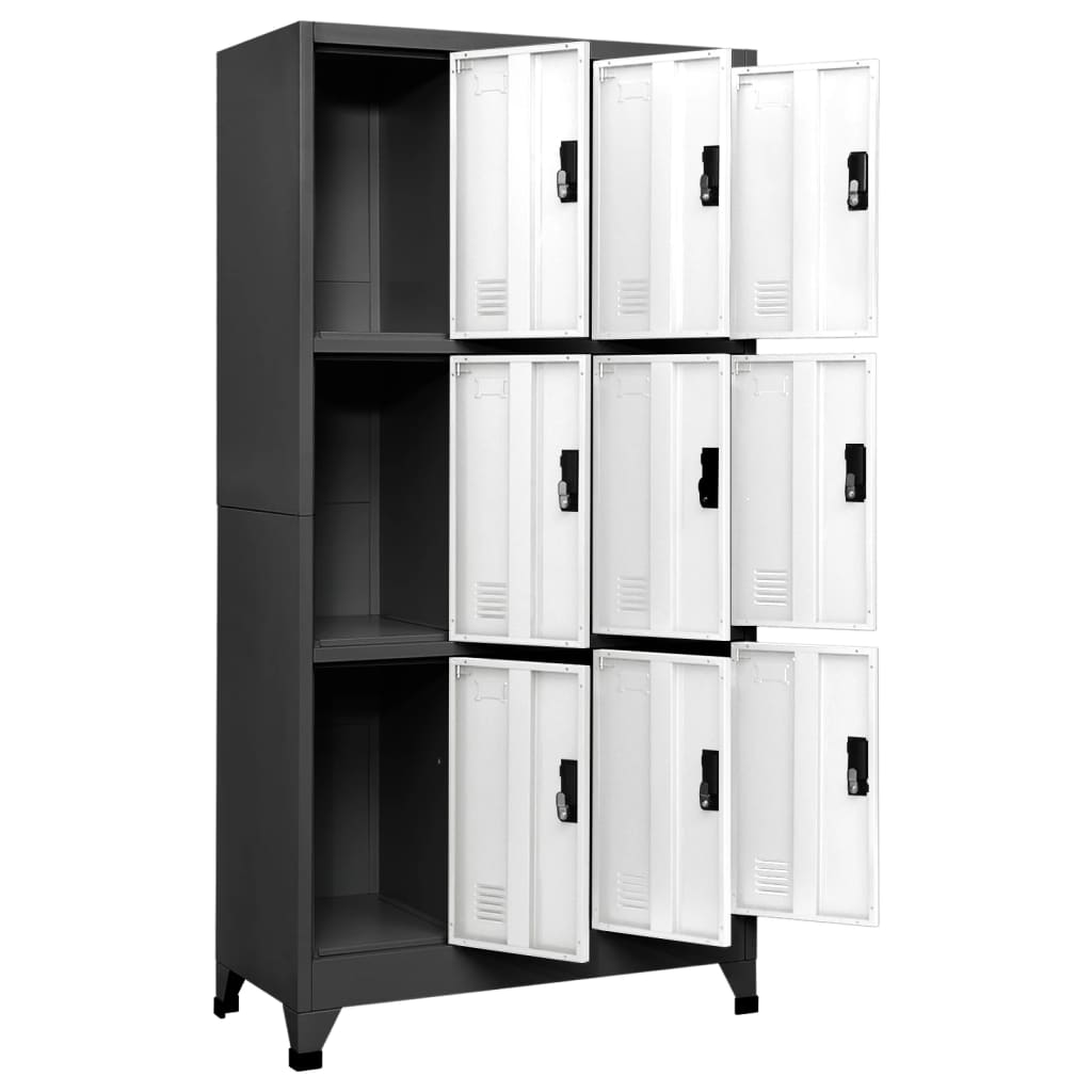 Armoire vestiaire anthracite et blanche 90x45x180 cm en acier