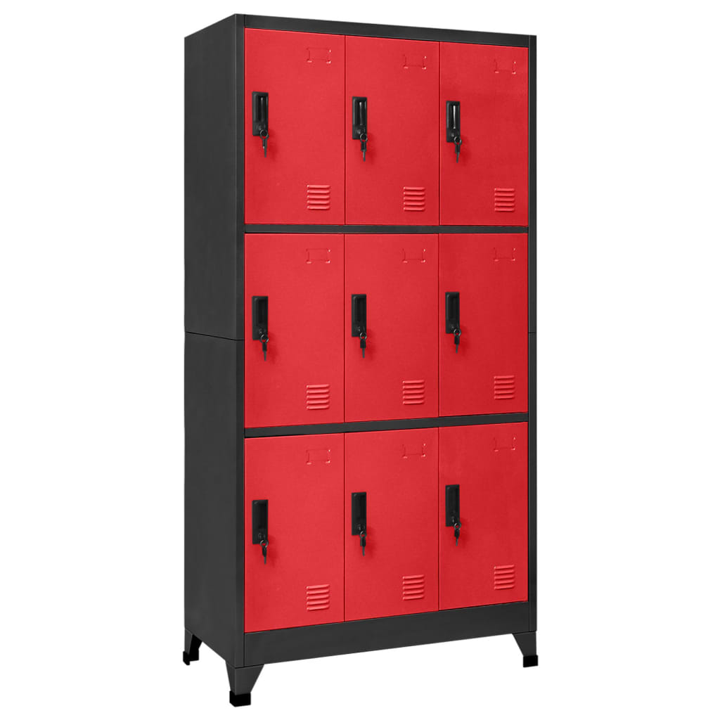 Armoire vestiaire anthracite et rouge 90x45x180 cm en acier