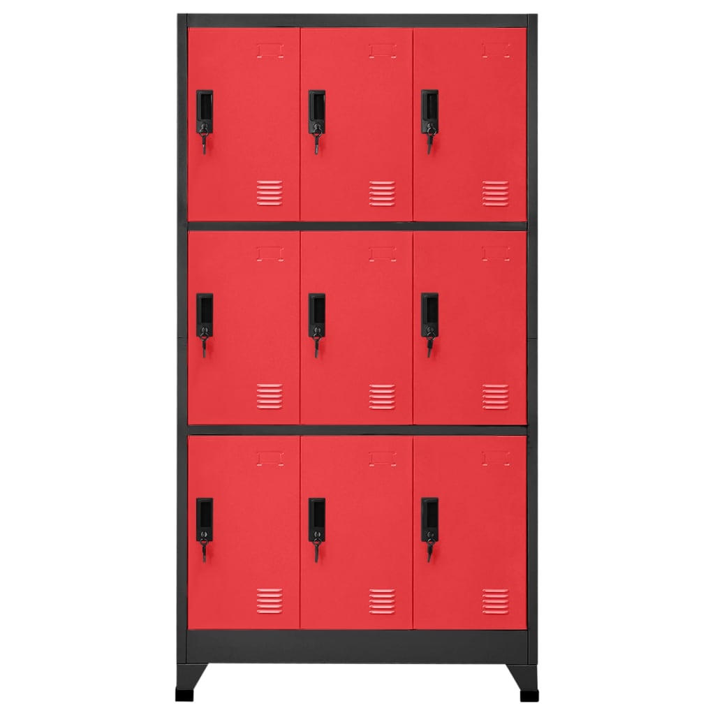 Armoire vestiaire anthracite et rouge 90x45x180 cm en acier