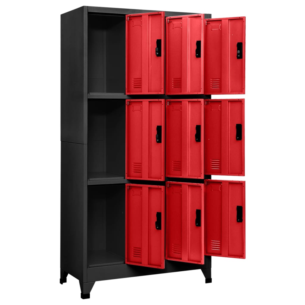 Armoire vestiaire anthracite et rouge 90x45x180 cm en acier