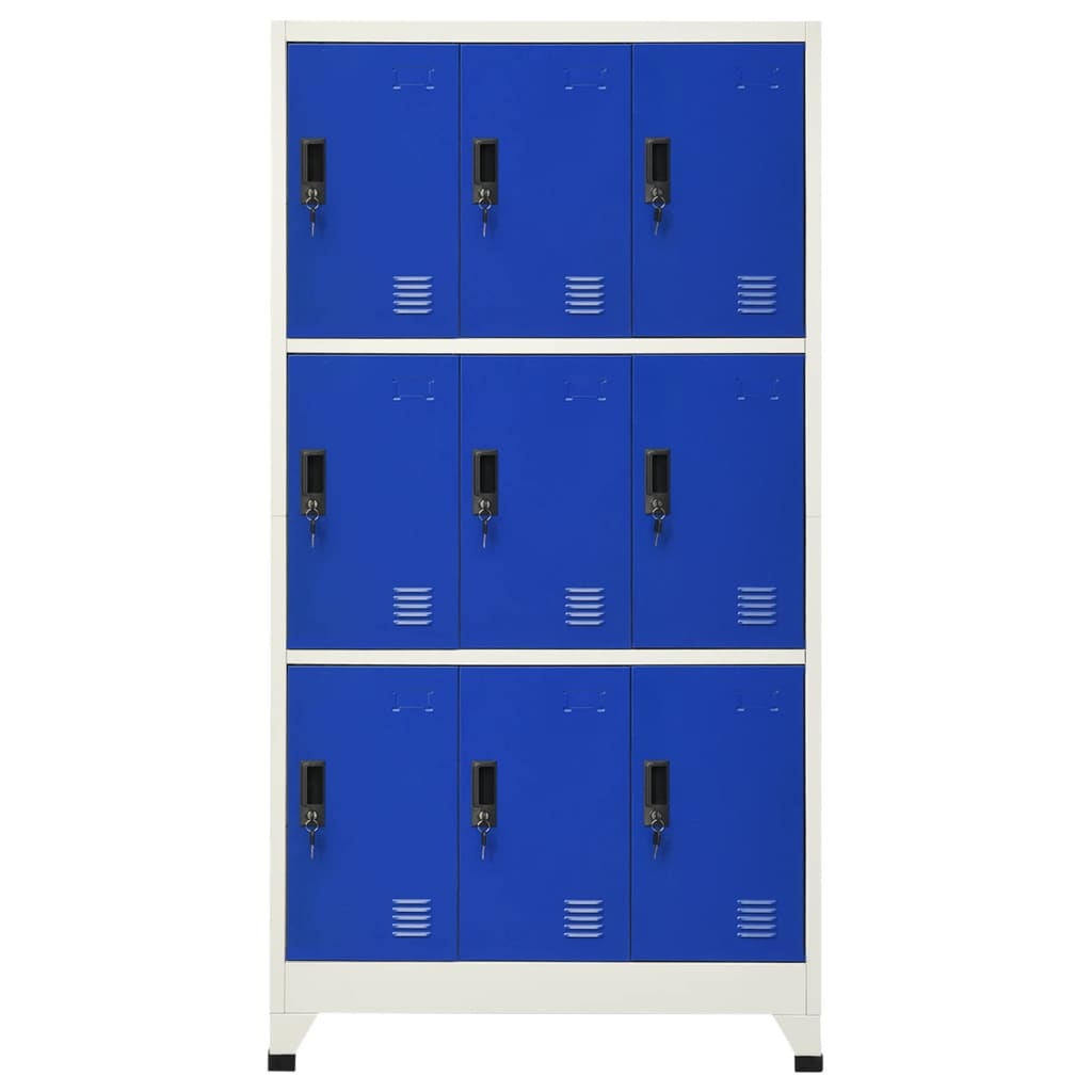 Locker cabinet grey and blue 90x45x180 cm steel