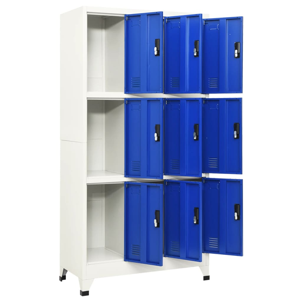 Locker cabinet grey and blue 90x45x180 cm steel