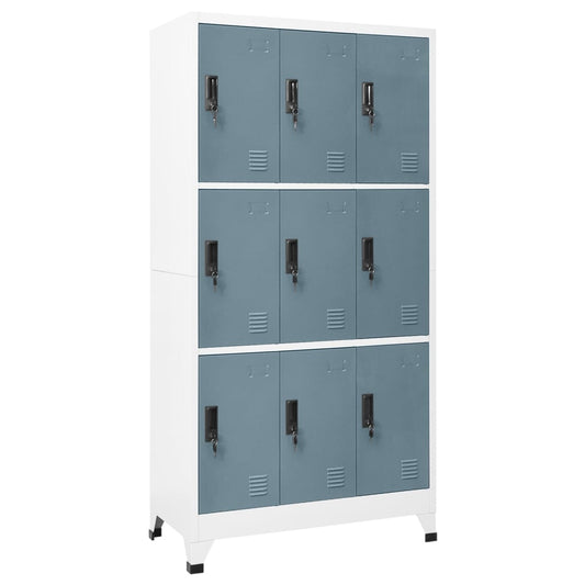 Locker cabinet light grey and dark grey 90x45x180 cm steel