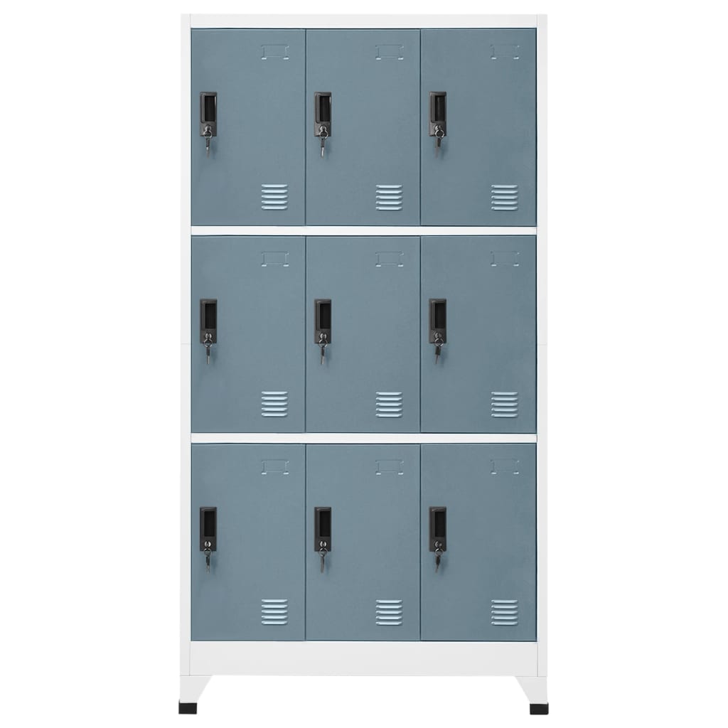 Locker cabinet light grey and dark grey 90x45x180 cm steel