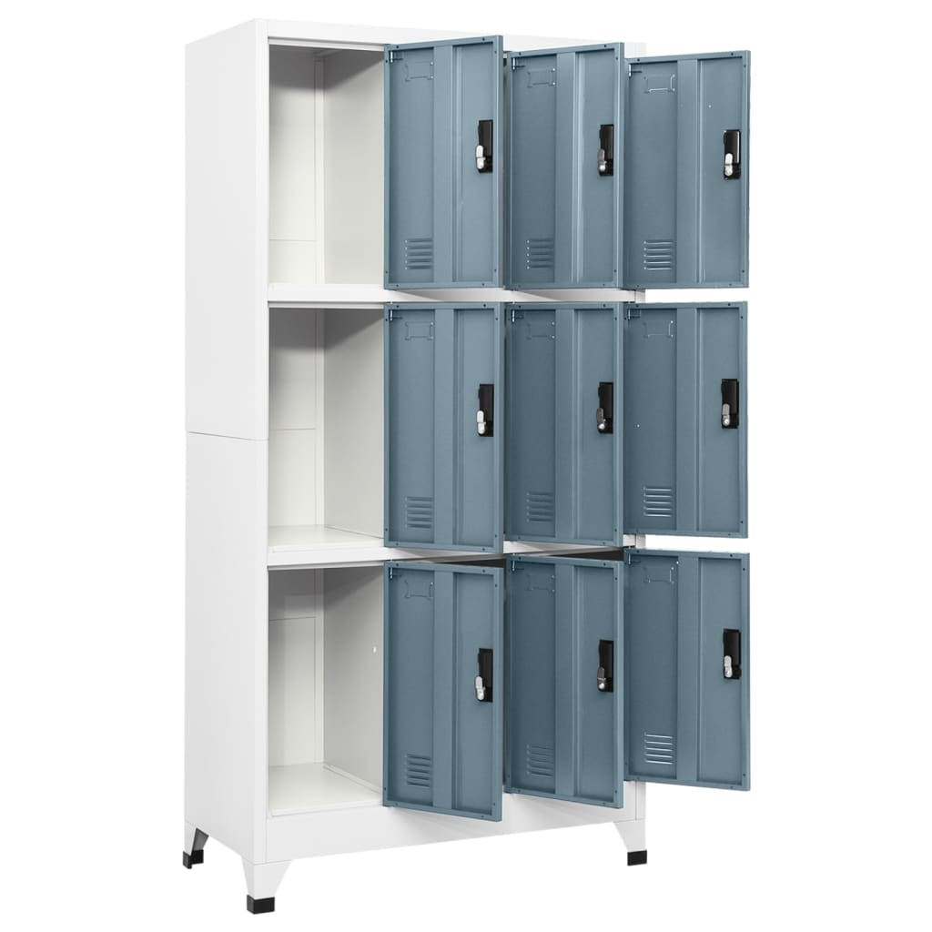 Locker cabinet light grey and dark grey 90x45x180 cm steel