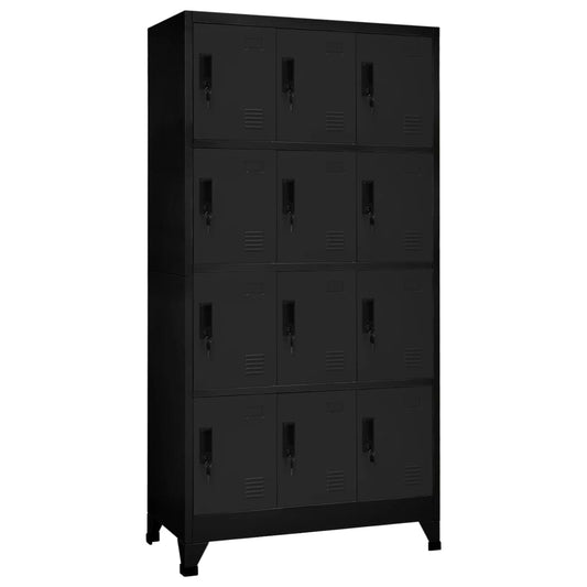 Locker cabinet black 90x45x180 cm steel