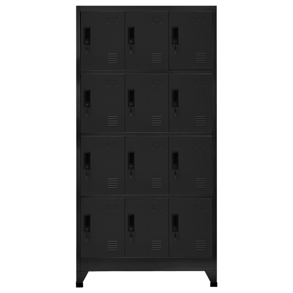 Locker cabinet black 90x45x180 cm steel