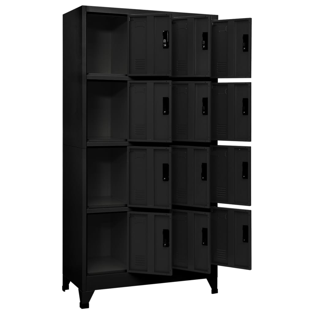 Locker cabinet black 90x45x180 cm steel