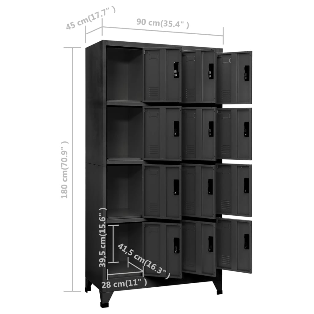 Armoire vestiaire anthracite 90x45x180 cm acier