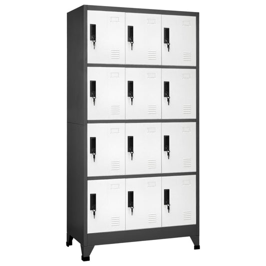 Armoire vestiaire anthracite et blanche 90x45x180 cm en acier