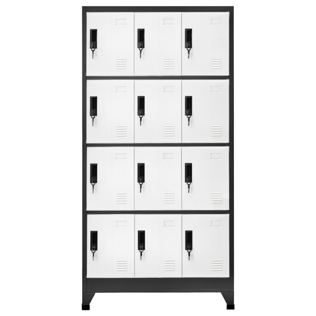 Armoire vestiaire anthracite et blanche 90x45x180 cm en acier