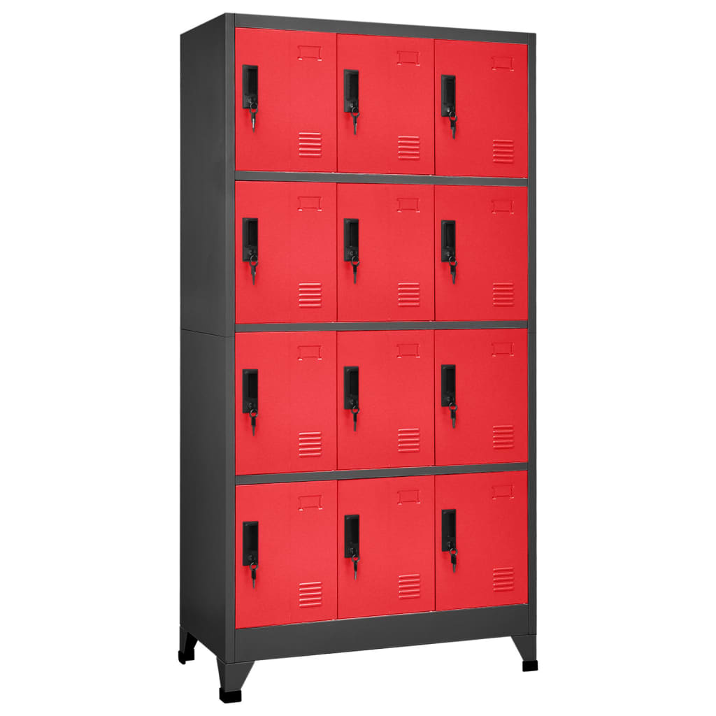 Armoire vestiaire anthracite et rouge 90x45x180 cm en acier