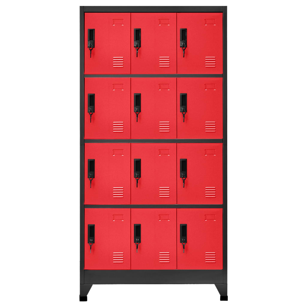 Armoire vestiaire anthracite et rouge 90x45x180 cm en acier