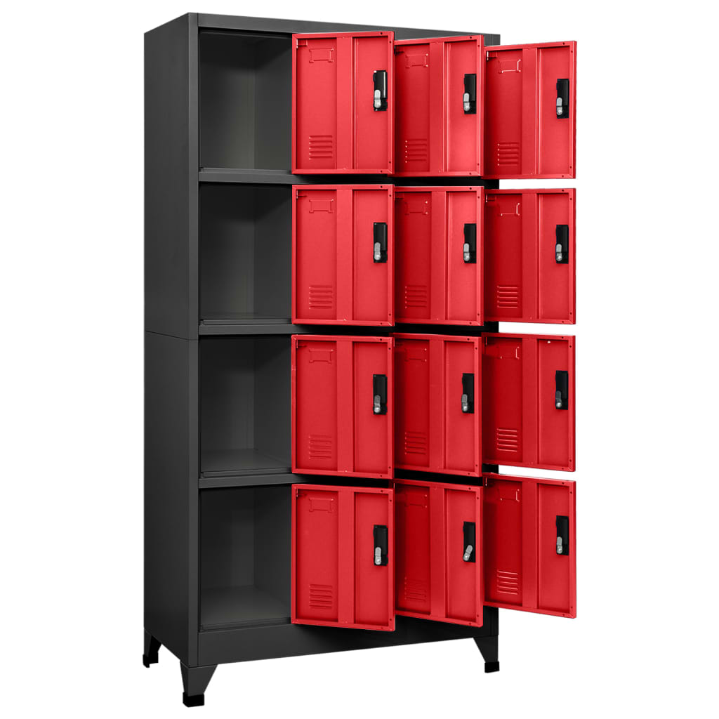 Armoire vestiaire anthracite et rouge 90x45x180 cm en acier