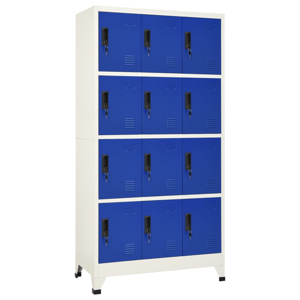 Armoire vestiaire grise et bleue 90x45x180 cm en acier
