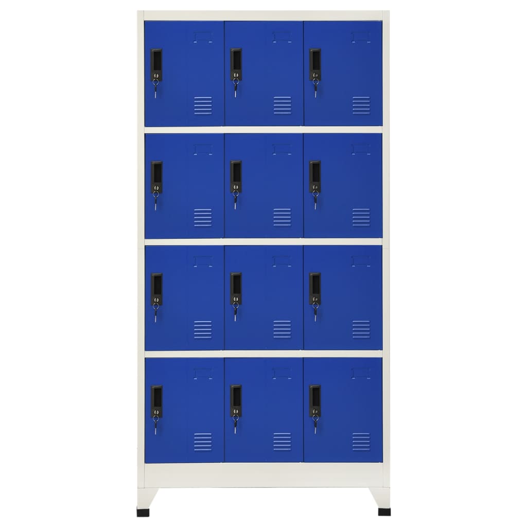 Armoire vestiaire grise et bleue 90x45x180 cm en acier