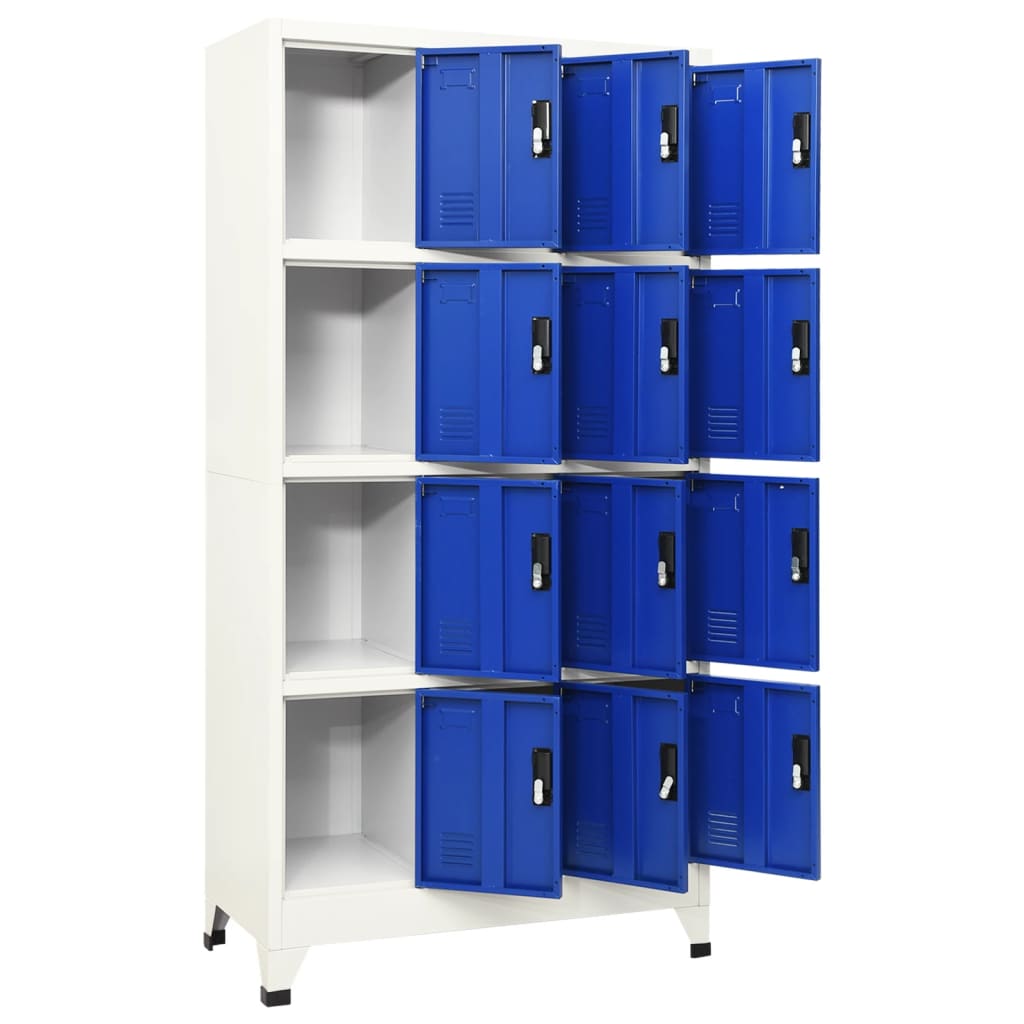Armoire vestiaire grise et bleue 90x45x180 cm en acier